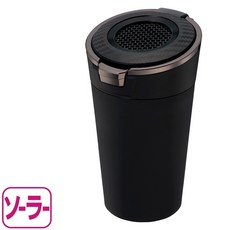 日本SEIKO 高質感太陽能夜間感應式LED燈煙灰缸 ED-250 車用室內兩用 太陽能供電 夜間感應, 1個, 黑色