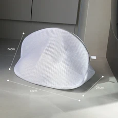 빨래망 빅사이즈 지퍼형 니트 세탁기용 신발 세탁 가방 변형 방지 두꺼운 메쉬 백 트레이너 부츠용, 01 Black