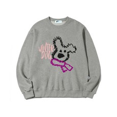 이스케이프프롬 윈터 독 프린트 맨투맨 그레이