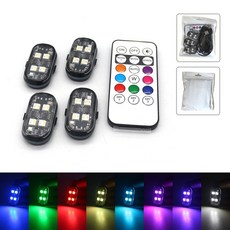 4PCS 무선 LED 충돌 장식 조명 경고등 충전식 자동차 분위기 방지 스트로브, RGB