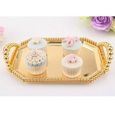 ms소품세상 팔각 물방울 쟁반 플레이팅 트레이 3124 3127, 3127(로즈골드)-소