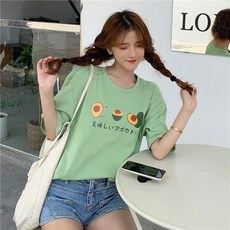 韓國女裝Oversize水果印花寬鬆短袖T恤