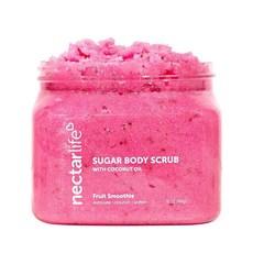 슈가 바디 스크럽 모이스처라이징 시어 버터와 코코넛 오일이 함유된 각질 제거 파라벤 프리 SLS 여성 및 여아용 크루얼티프리 스킨 케어 핸드메이드 프레시 226.8g(8, Fruit Smoothie, 16 Ounce (Pack of 1)