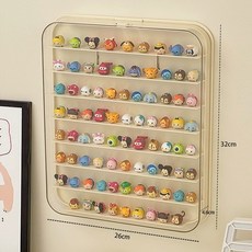 公仔置物架 彎角萌粒盲盒收納盒 壁掛式展示架 壓克力模型展示盒, 1個, 奶油色1個裝【可壁掛，可靠墻，送不倒膠】