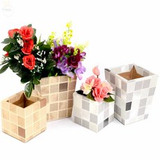 해소미 체크 인테리어 조화 화분 조화화병, 화이트 - 소
