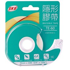 SKB (19mm*33m) 無痕霧面膠帶 可重複撕貼、辦公室膠帶座, TE-60 隱形膠帶台, 1個