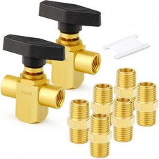 가셔 1개 14인치 암 브라스 악기 3방향 볼 밸브 L포트 블랙 핸들 포함 NPT 너플, 0.25 Inch_1, 1