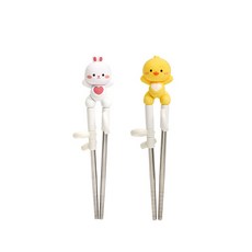 에디슨 프렌즈 스텐 젓가락 1단계 1+1, 1세트, 토끼 EF2384+오리 EF2391