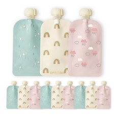 Hippypotamus 유아 재사용 이유식 파우치 BPA프리 12팩 라마, 세이지 / 블러쉬 / 누드