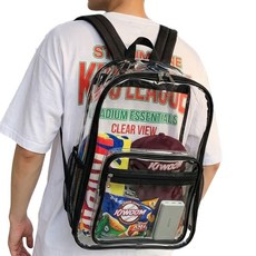 로로포우 야구 직관 가방 투명 백팩, 1개, 블랙