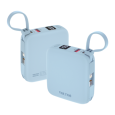 볼턴 볼트고 미니 고속충전 보조배터리 10000mAh 22.5W 8핀 C타입 일체형 케이블 LCD 잔량표시 QC 3.0 PD 3.0, 블루, 볼트고10000