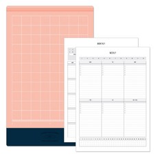 데얼스 스마트 데스크매트 + 스케줄러 A4 먼슬리 + 위클리, 핑크네이비