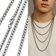 N0346w 사각 체인 목걸이 줄 4mm 써지컬스틸 남녀공용