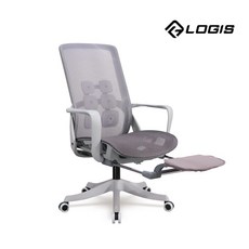 LOGIS 全網椅 置腳台 活動腰枕 無段後仰 靜音滑輪 電腦椅【KL773】, 無枕(灰)