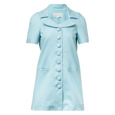 슈슈통 버튼 반소매 미니 드레스