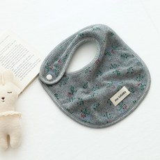 마롤로뜨 테리 원형 아기 턱받이 양면 2겹, 1개, 1개입, 그레이플라워_테리원형턱받이