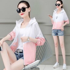 DFMEI 防曬衣女防紫外線、春秋夏季薄款女寬鬆防曬服遮陽連帽, M 建議80斤到95斤