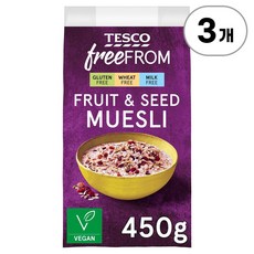 테스코 프리 프롬 과일 & 씨드 뮤즐리 Tesco Free From Fruit & Seed Muesli 450g, 3개
