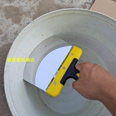 加厚不鏽鋼泥板 弧形抹灰剷刀 刮膩子上料神器, 1個, 新款弧形不鏽鋼上料器【雙色防滑手柄】,買1送1包郵【小號福利套餐】