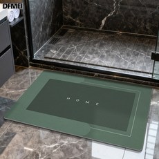 DFMEI 大江卫生间吸水防滑地垫软硅藻泥地毯卫浴耐脏浴室地垫脚垫, 1個, 贝加尔湖畔(矩形)-绿（专利涂层）