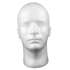 shangren 남성 머리 가발 디스플레이 헤드웨어 헤드폰 20''에 대한 마네킹 머리 인체 모형, 54 cm, 거품, 화이트