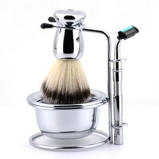 브러쉬 습식면도용품 세트 면도용 스탠드 거품솔, 실버 면도 세트(비누배송), 1개