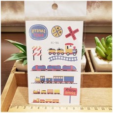 WAWA TATTOO可愛火車EC-155 K12兒童派對防水紋身貼紙，安全無毒，多款火車造型可選, 1個, 多款火車造型可選