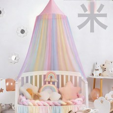 圓頂蚊帳全綵蚊帳加密免安裝蚊帳公主風蚊帳落地吊頂蚊帳夏季蚊帳, 1個, 全綵(配掛鉤):60*240*445CM(適合1.2M以下的牀)