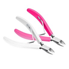 크리야르 전체 세트 파인 엣지 큐티클 트리머 & 니퍼 정밀한 제거를 위한 실리콘 핸들 네일 도구 내구성 있는 세척 가능 큐티클 커터 & 리무버 & 푸셔 네일 클 (화이트/로즈+, A2-3-white+rose, 1개