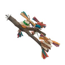 잉꼬를 위한 버드 퍼치 스탠드 새장 클라이밍 브랜치 케이지 씹는 장난감 앵무새 퍼치 케이지 액세서리 작은 새 장난감, Luffa bark wood chip