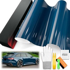 [ 1254909 ] 4.9미터 x 1.5미터(1.6피트) PET 로맨스 크롬 클라인 블루 비닐 랩 자동차 스티커 데칼 필름 시트 기포 방지 공기 방출 기술 도구 세트 포함