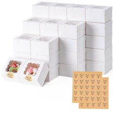 창문이 있는 쿠키 상자 50개 쿠키 덮인 초콜릿으로 딸기 사탕 미니 베이커리 디저트 케이, 50