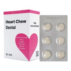 닥터벳 하트츄 덴탈 맛있게 씹어먹는 강아지 고양이 잇몸 구강 영양제 치석 입냄새 제거, 30정, 구강/치석관리+장건강, 1개