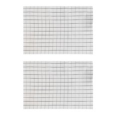 ARYKO 簡約格紋棉質廚房巾, 白色B, 2個