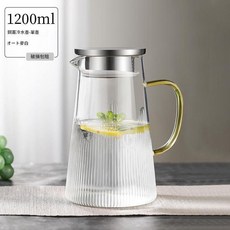 1200ml 胡桃木蓋日式玻璃冷水壺, 鋼蓋冷水壺, 1套, 1L