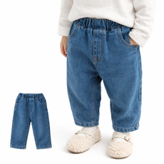 유아동 데님팬츠 남아 여아 청바지 키즈 일자핏 데일리룩 밴딩 누구나데님배기팬츠