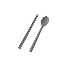 H&L匠心優廚 莫蘭色系全矽膠餐具組, 【莫蘭深灰】勺筷兩件組, 1個, 莫蘭深灰, 勺筷