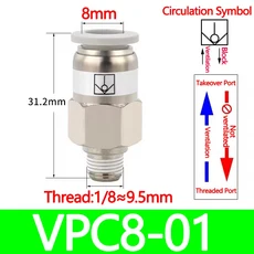BSP 밸브 체크 파이프 에어 단추 공압 SPC 인치 스레드 M5 커넥터 단방향 VPC