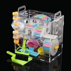^^혀니스토어 DIY 아크릴 햄스터 케이지 풀세트 2층 놀이터집 햄스터키우기, 1개