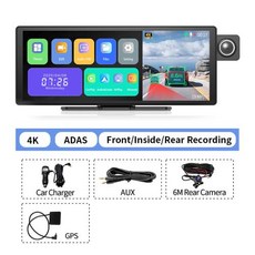 11.3인치 Imagebon H50 대시 캠 4K ADAS 무선 CarPlay 및 Android Auto 3채널 녹화 시간 경과 24시간 주차 모니터 블랙박스, 14)ADAS Full Set, With 128G TF Card