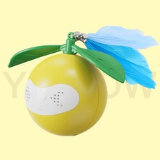 智能激光逗貓球 自動運轉逗貓棒 貓咪獨處自嗨解悶多功能寵物玩具, 1個, 無激光逗貓球-黃色, 如圖