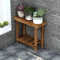 화분받침대 원목 선반 선반장 3단 베란다 어항, 60x55x25 이층, 1개
