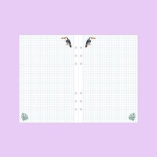와우샵 DIY 6공 다이어리 속지 A6 A5, 버드 사각 모눈 노트 [45장]