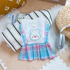 애완 동물 봄여름 체크 무늬 드레스 고양이개 드레스는 작은 귀여운 만화 옷 드레스를 당길, 색상: 1. 1 / 크기: C. XS(안전구조장비)