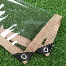 우레탄창 비닐 투명비닐천막 두꺼운 야외 투명 타포린 파티오 퍼골라 타프 커튼 가정용 창문 유지 필름 0.35mm, 0.8x2m, [00] Brown edge