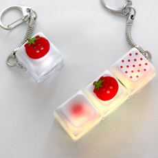 토마토 단추 키캡 키보드 LED 청축 클리커 클릭커 딸깍이 1구 3구 키링 열쇠고리, 1개, 토마토 단추 키캡 - 3구 키링
