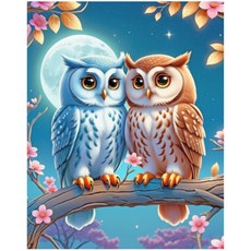 보석십자수 캔버스형 부엉이 diy 40 x 50 cm, 1개, CH071