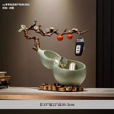 热销 裝飾鑰匙收納 平安喜樂葫蘆 收納擺件高檔 輕奢入戶玄關 客廳創意藝術d, zp事事如意葫蘆收納2208(綠色), 1個