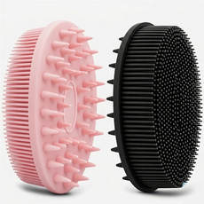 플로우샵 샴푸&샤워 올인원 실리콘 브러쉬, 2개, 1개입, 핑크+블랙