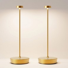 SIKEVHT 2팩 무선 LED 테이블 램프 작동식 스텝리스 충전식 배터리 라이트 3색, 2Pack Brass